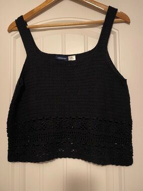 Jordache Black Crochet Square-Neck Tank